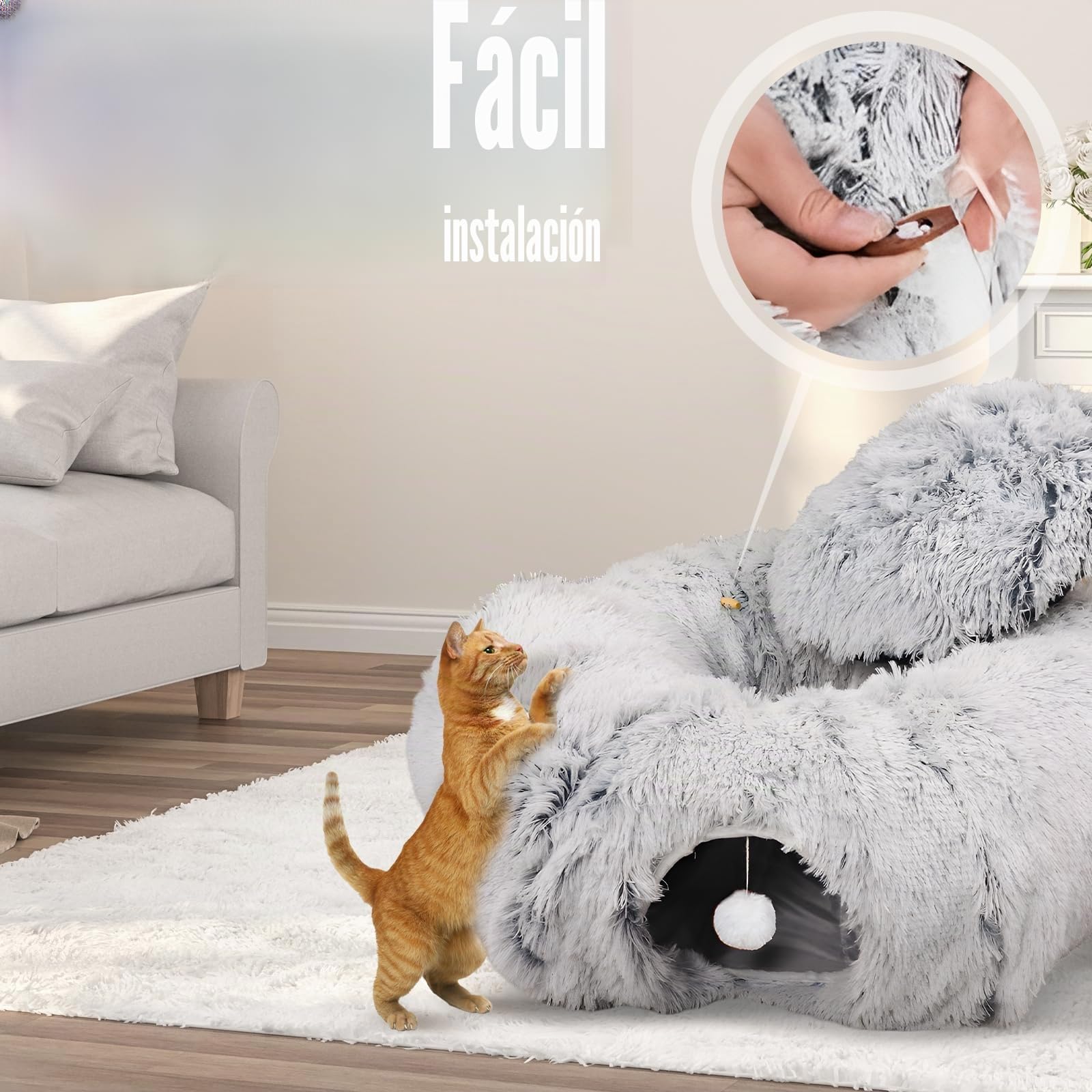 Dellyy Cama Túnel Redondo de Peluche para Gatos
