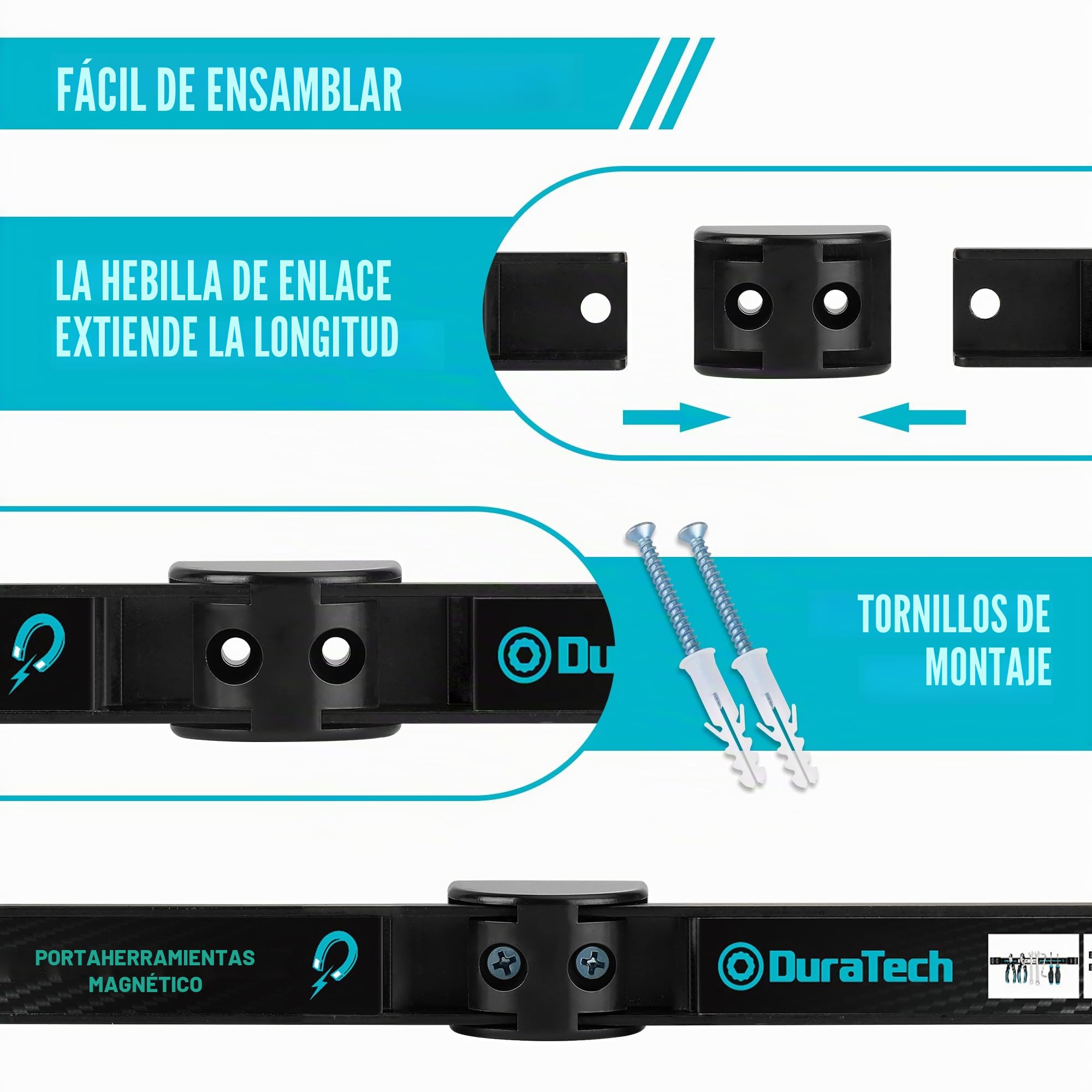 DURATECH Portaherramientas Magnético de 4 Piezas, Soporte Magnético para Herramientas
