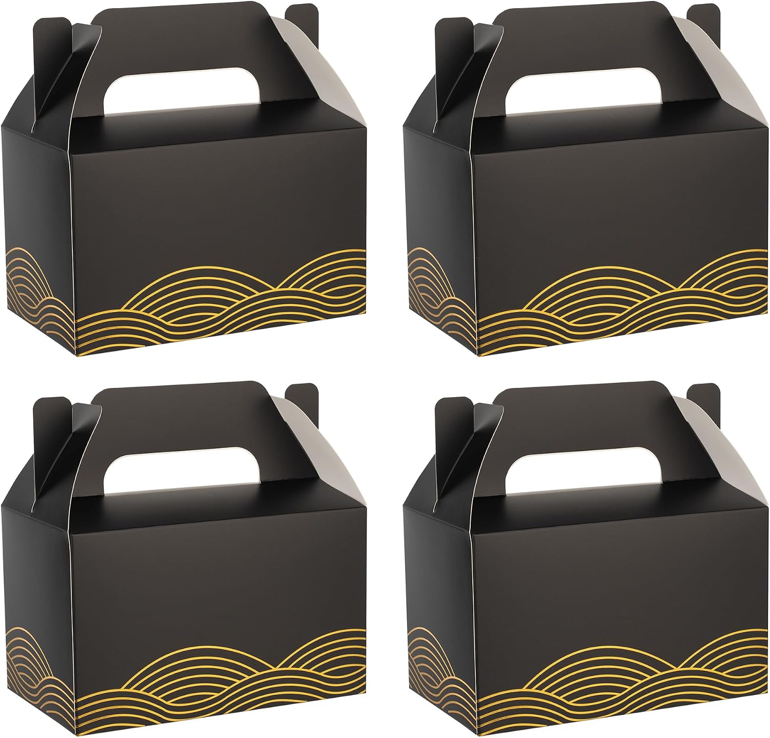 NyuOurea 10 PCS Black Gable Favor Treat Boxes, 6.5 x 4 x 4 Inches, Geometry