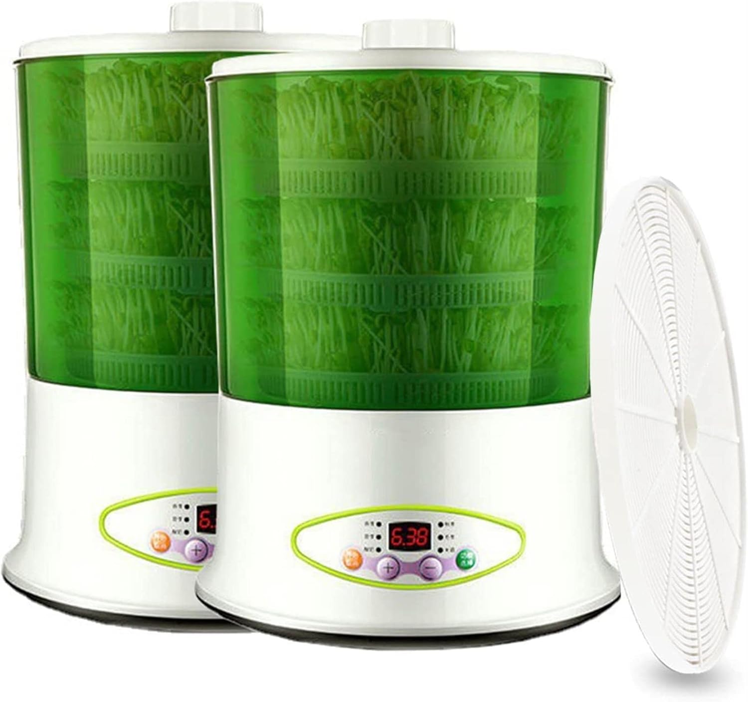 2PCS Bean Sprout Tank, Automatic Bean Sprout Machine, Microcomputer Controlled Constant Temperature Cultivation Seed Germination Device