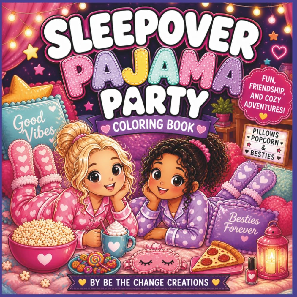 Sleepover Pajama Party Coloring Book: Fun, Friendship, and Cozy Adventures for Kids Ages 4–8