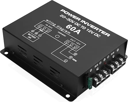 MEIRIYFA DC 24v to 12v 60A Power Converter Inverter,DC Step Down 24v to 12v 720W Large Power Supply Converter Car Voltage Electric Buck Regulator Reducer for Motor Car Truck Vehicle Boat Solar System