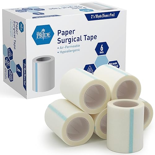 MED PRIDE Cinta médica de papel hipoalergénico sin látex, 2 pulgadas x 10 yardas, transpirable para pieles sensibles (6 unidades (paquete de 1)