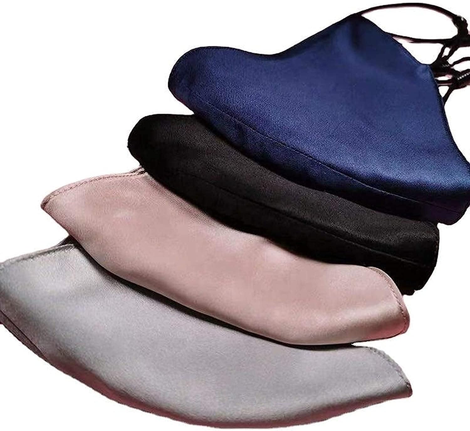 Anasvi Lightweight 3 Play Soft Elastic Pure Silk-Satin Multicolor Face Mask for Outdoor Protection Super Breathable & Reusable Pocket Washable - Unisex Pack of 4 (Skin Care)