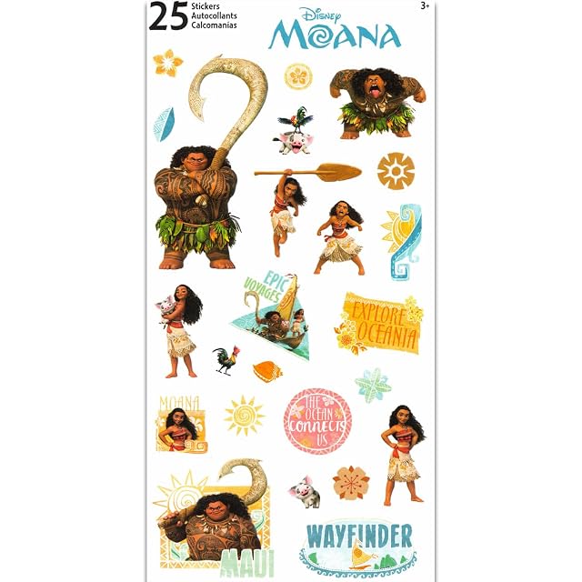 Foto 2 de 6 de Paquete variado de calcomanías de Moana a granel para niños, paquete con más de 500 calcomanías de Moana…