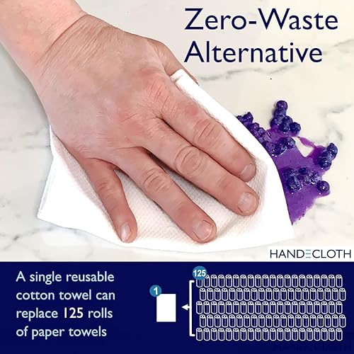 Miniatura 8 de TUTENAGO Toalla de papel de algodón reutilizable alternativa, fabricada en Estados Unidos, absorbente y duradera, lavable a máquina, toalla de mano