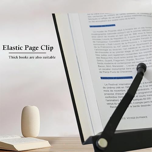 Miniatura 8 de Soporte para libros, soporte ajustable para libros, soporte plegable para libros para amantes de los libros, soporte para libros de cocina con clips