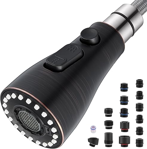 Miniatura 15 de J-HVA Cabezal de rociador de grifo de cocina extraíble, pieza de repuesto de boquilla de rociador de fregadero de 3 funciones, cabezal de grifo