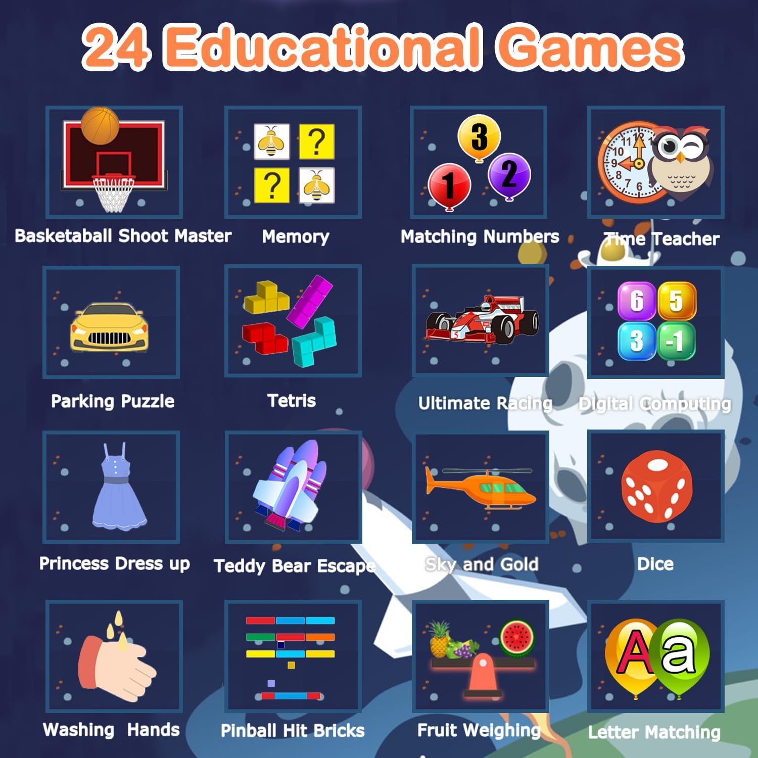 Cosjoype Kids Smart Watch Girls Gifts Age 5-12, 24 Puzzle Games HD Video Camera Music Player Storybook Pedometer HD Flashlight 12/24hr Touchscreen Kids Watch with Screen Protector