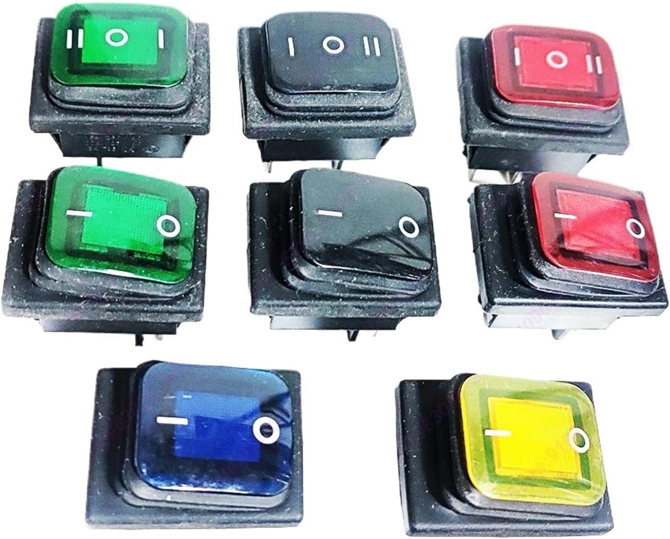 1PC KCD4 4Pin/6Pin Waterproof Locking or Not-Locking Rocker Switch 38X28.5MM (Hole 22X30mm) Car Dash Power Switch with 220V LED(Blue 6Pin,Locking_12-24V LED)