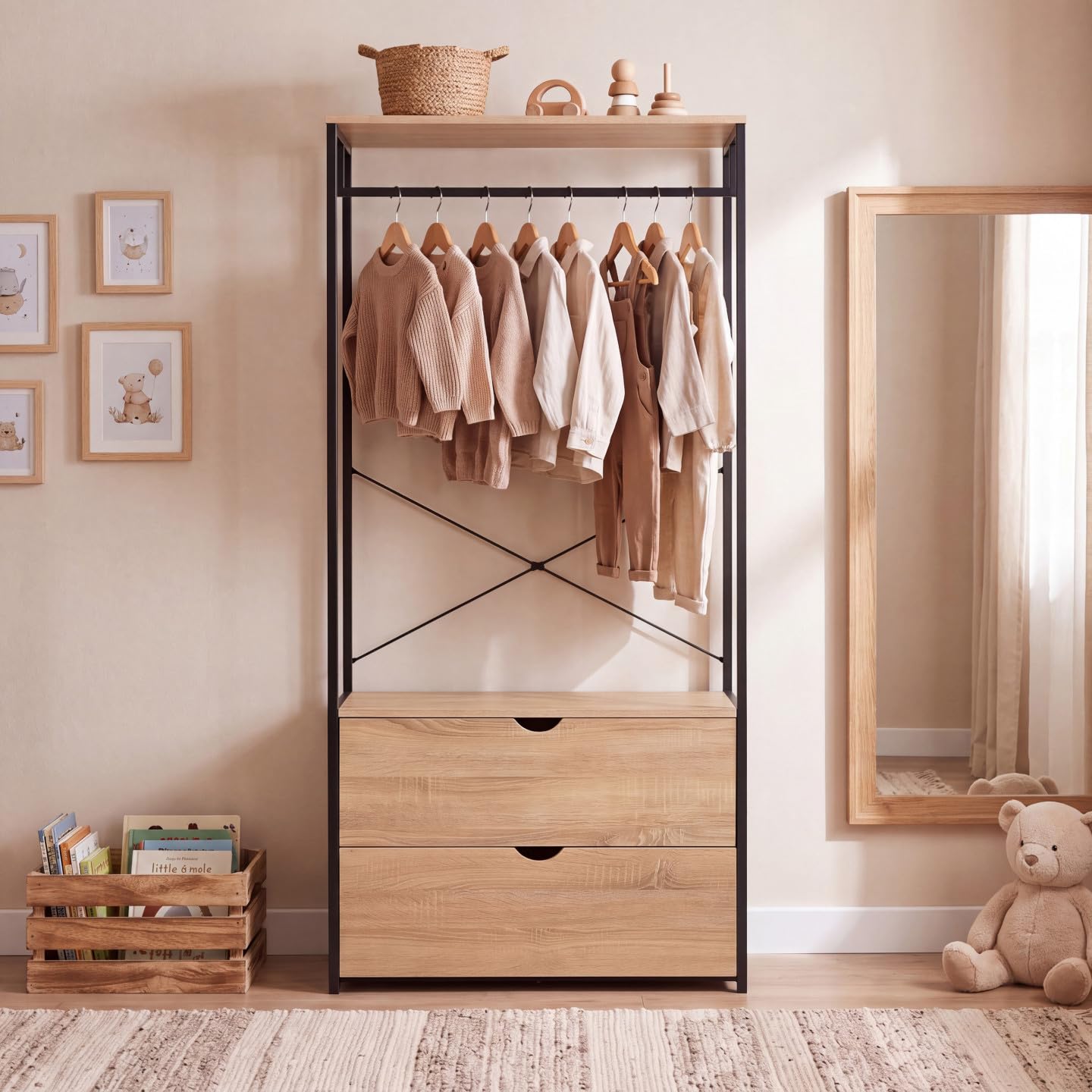 IDMarket - Armadio a 2 cassetti L. 80 cm DETROIT design industriale