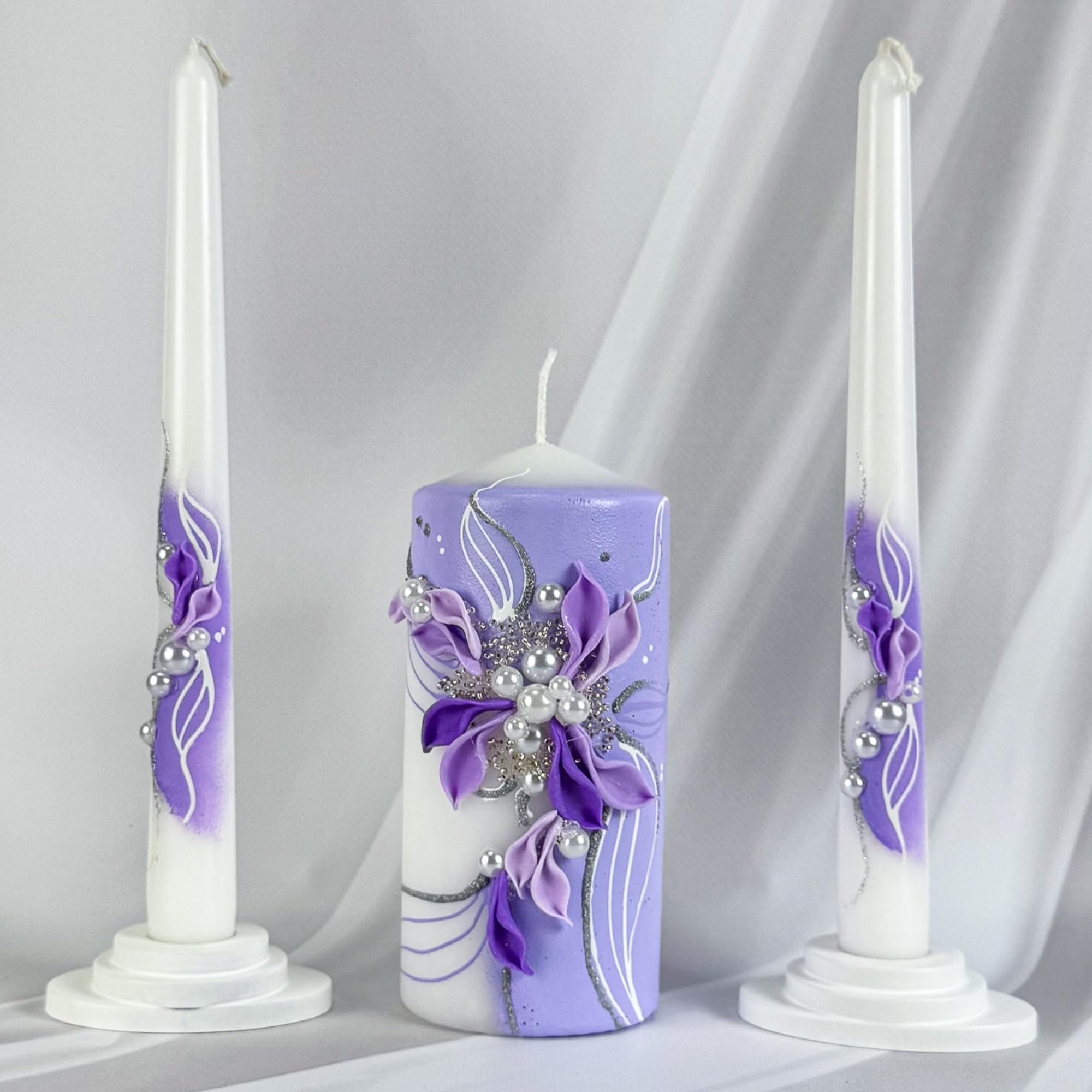 Unity candle set for wedding - Wedding dÃƒ©cor & Wedding accessories - Candle sets - 6 Inch Pillar and 2 10 Inch Tapers - Best Unity candle