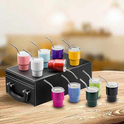 Miniatura 6 de Lindos vasos de chupito con popote de 2 onzas, vaso pequeño con tapa y pajilla, vasos aislados Kawaii para café expreso, bebidas espirituosas y