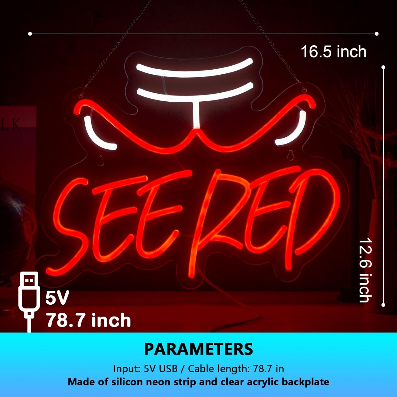 See Red Neon Sign NBA Bulls Slogan Neon Sign for Wall Decor Basketball Sign USB Dimmable LED Neon Lights for Home Bar Pub Tavern Party Man Cave Club Shops Hotel Store Business Gift