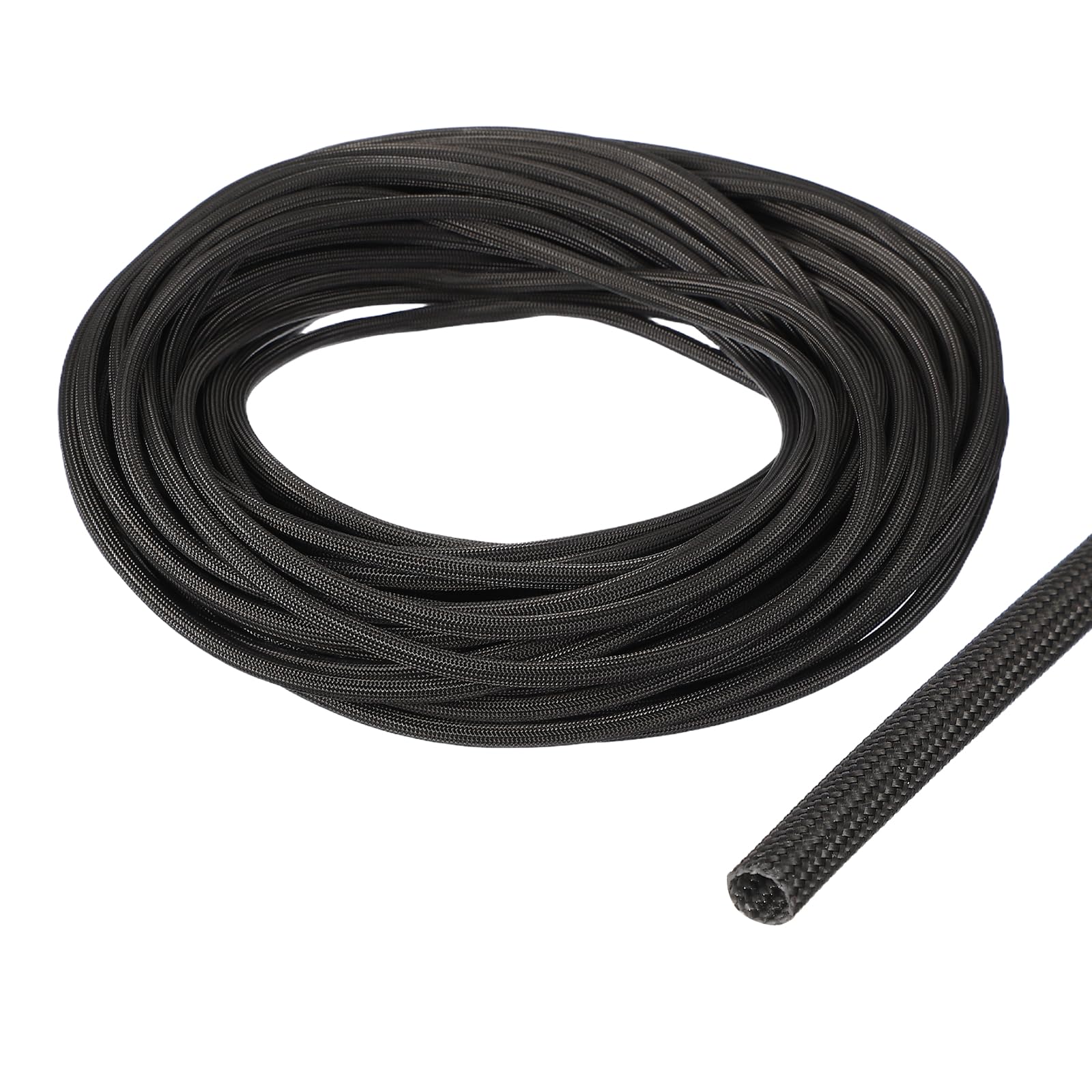 sourcing map Insulation Cable Protector,3.5mm/0.14 Inch-20m/66 Feet High TEMP Fiberglass Sleeve Black