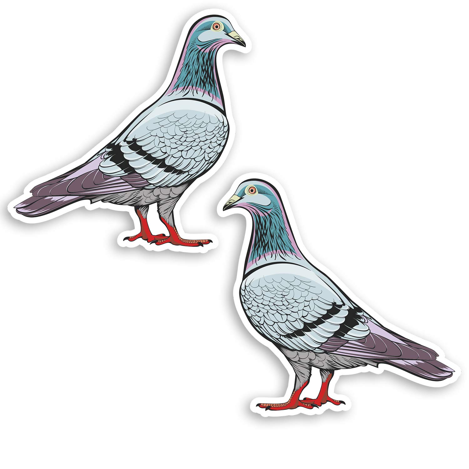 Destination Vinyl Ltd Multi 2 X 10Cm Pigeon Bird Vinyl Stickers - Pigeons Cute Nature Sticker #29244