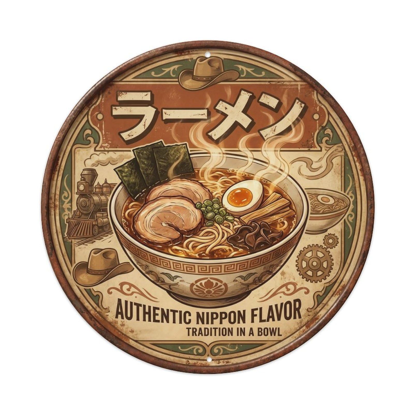 Cxhjca 8X8inch(20X20cm) Ramen Japanese Shop Retro Americana Restaurant Kitchen Metal Tin Sign