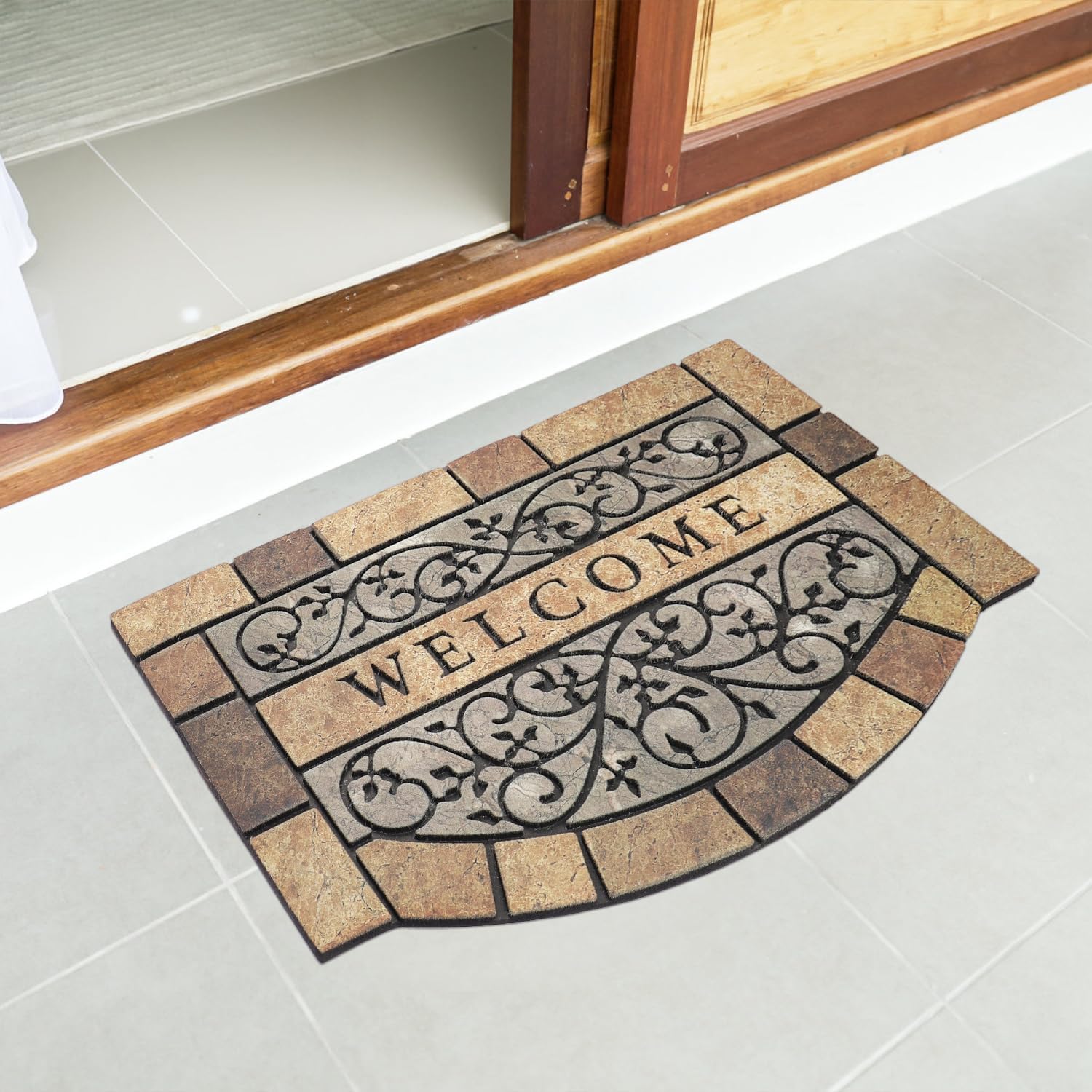 Durable Welcome Door Mats Outdoor, 28"x17" Heavy-Duty Welcom Matt Outdoor for Front Door with Non-Slip Rubber Backing for Front Door High Traffic Area（Brown）