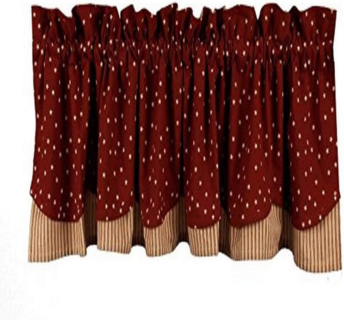Home Collection by Raghu Salem Star Fairfield Valance, 72 by 15.5-Inch, Barn Red/Nutmeg