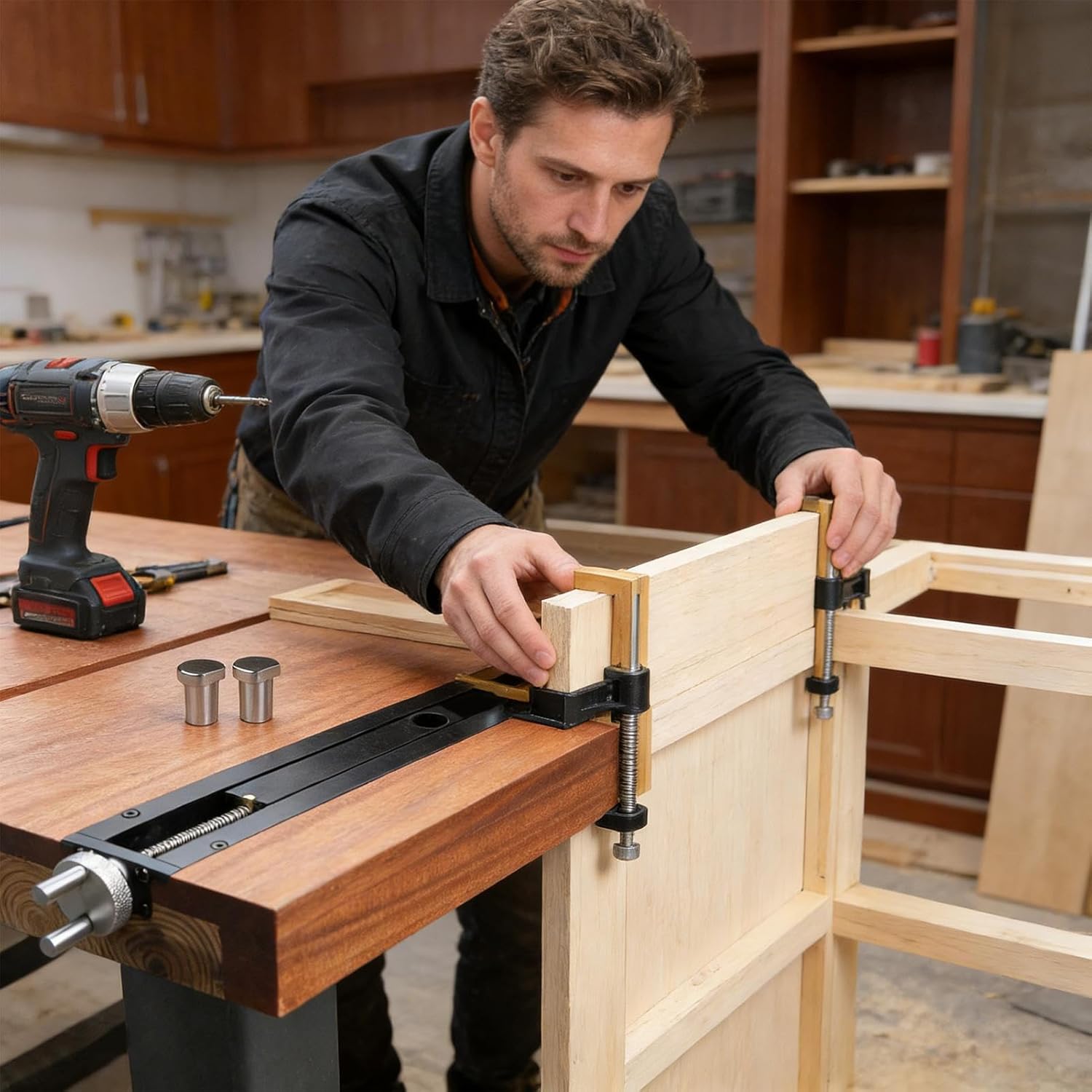 Bench Vise Clamp - Workshop Holding Tool | 33x2.9x6.5cm Fixture with Adjustable Slide Range, CNC Aluminum Alloy Device with Anodized Finish, Table Mounted Equipment for Model Assembly