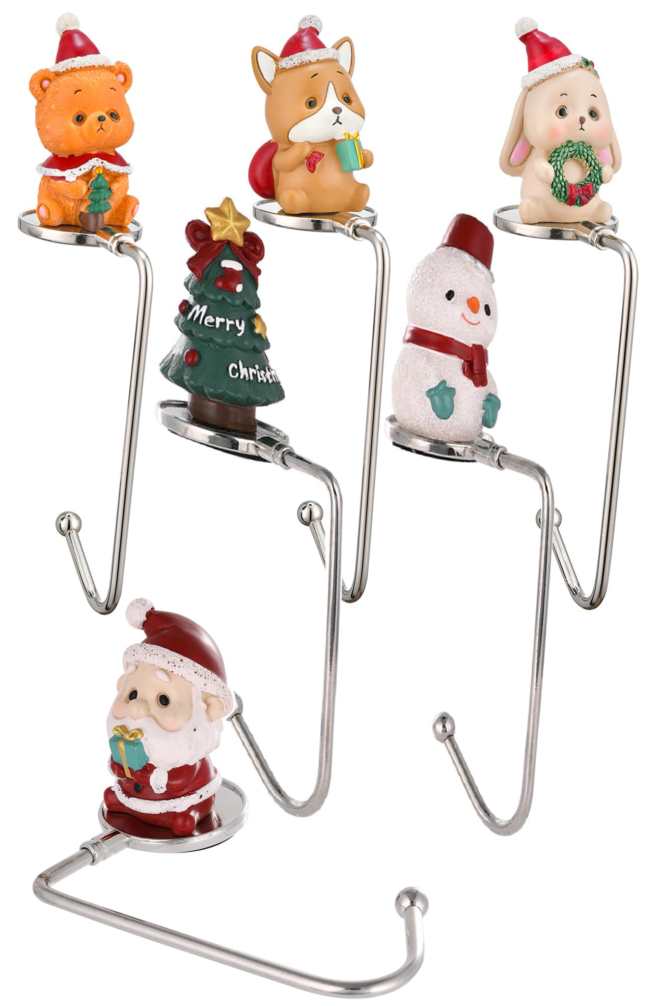 Ganchos Chimenea Navidad Pack 6 Diseños Animales Soportes Para Calcetines  De Navidad - Pack De 6 Ganchos Para Chimenea - Diseños Navideños Soportes  Medias Decorativos, image size:1300x1977