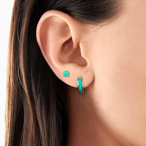 Miniatura 2 de Juego de aros de argolla de ópalo Aros de argollas hipoalergénicos pequeños para mujeres y niñas que tienen orejas sensibles