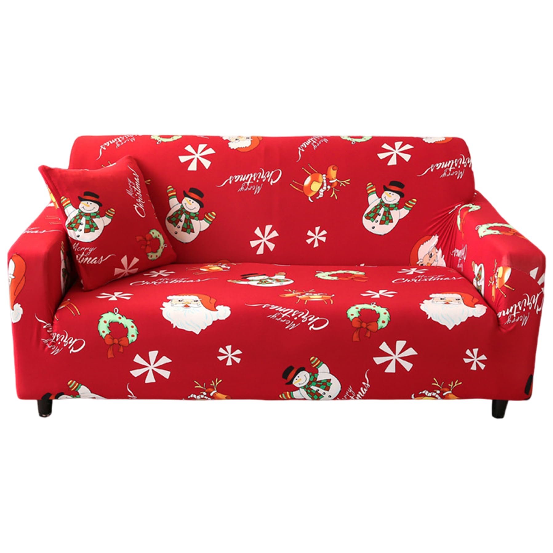 Housse canapé Noël extensible lavable en machine pour protéger votre salon