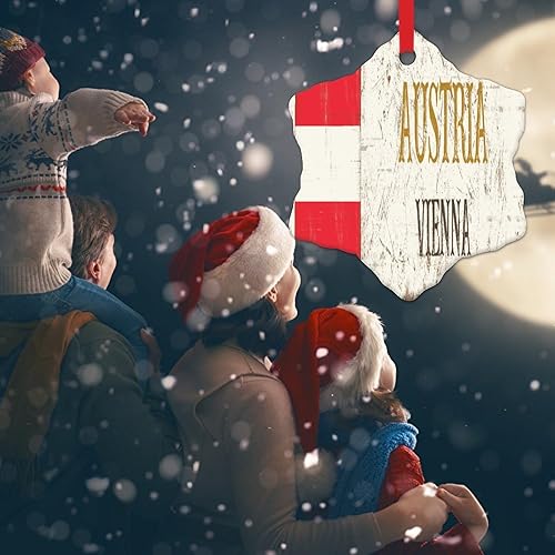 Miniatura 7 de WoGuangis Adorno colgante de árbol de Navidad de Viena Austria Adorno colgante de Navidad Nacional País Adornos de Navidad de cerámica Recuerdo