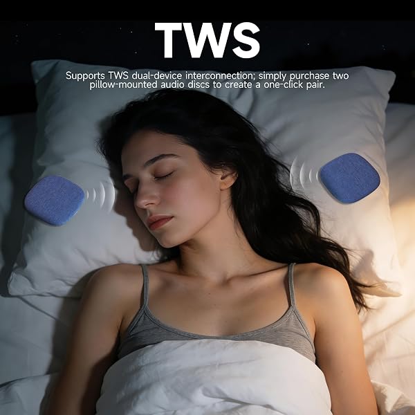 TAZATA Pillow Speaker for Sleeping, Built-in 100 White Noise Sound Machine + App Extendable, Ultra Thin Flat Portable Bluetooth Speaker Under Pillow for Side Sleeper, Auto-Off Timer (Blue) - 4