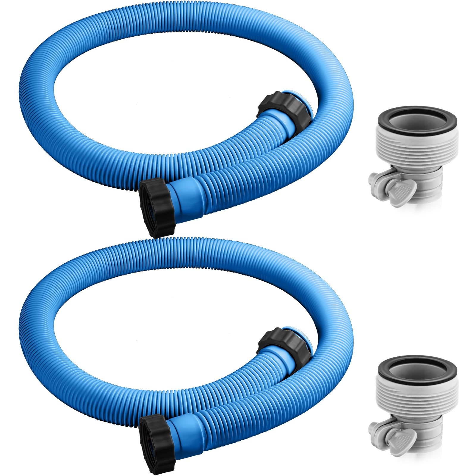 Jadive 2 Pcs 1.5" x 59" Pool Hoses for Above Ground Pools Pool Pump Replacement Hose Kit Pool Hose Filter Pump Hose Accessories with 2 Type B Hose Adapters for Pool Saltwater(Blue)