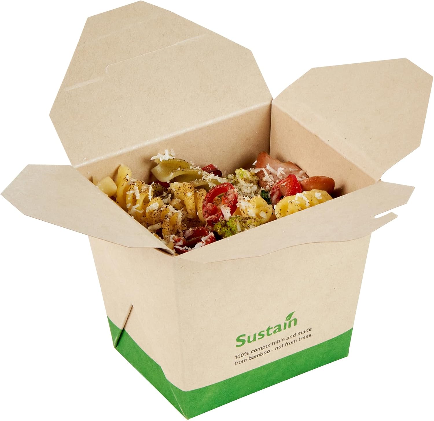 Restaurantware Noodle Take Out Box 200 Pack of 16 oz Round Leak-Resistant Chinese Take Out Box Paper Kraft Packaging For Hot And Cold Foods