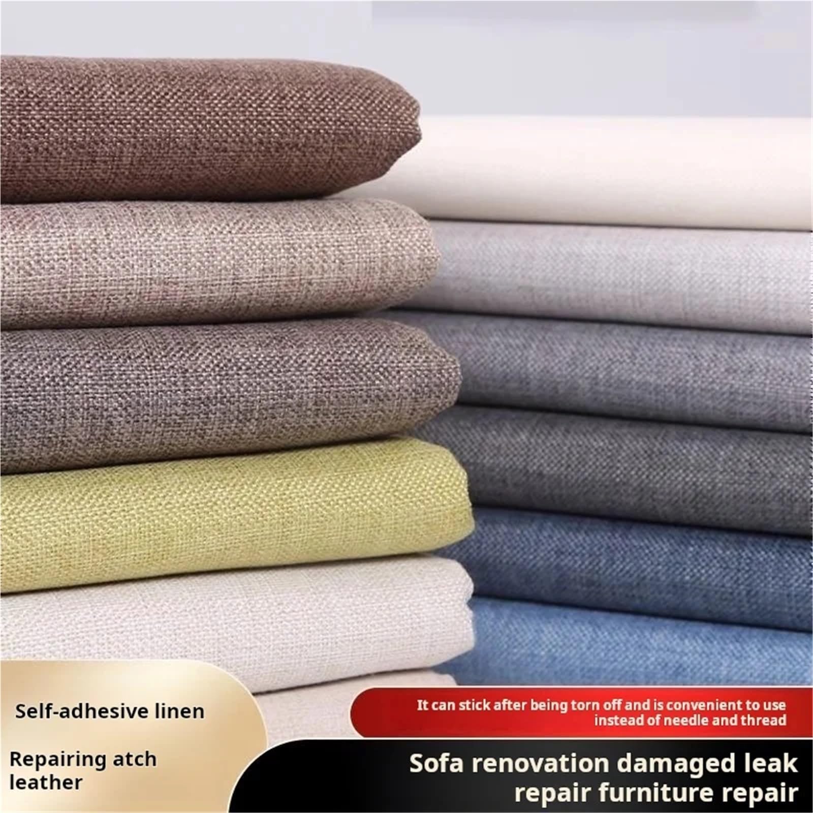 Tela Lino Tela De Lino Autoadhesiva | For reparación de sofás, reacondicionamiento, tapicería, taburete, mesita de noche y respaldo