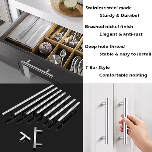 Miniatura 3 de Gobrico - Tirador de níquel satinado para muebles, cajones, armarios, aparadores, vestidores, 10 unidades