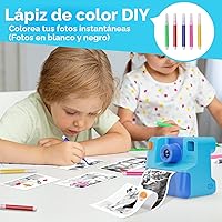 Vista 4 de Cámara para Niños con Impresión Instantánea, Regalos de Navidad y Cumpleaños para Niñas y Niños de 3-12 Años, Cámaras de Video Digitales FHD Selfie