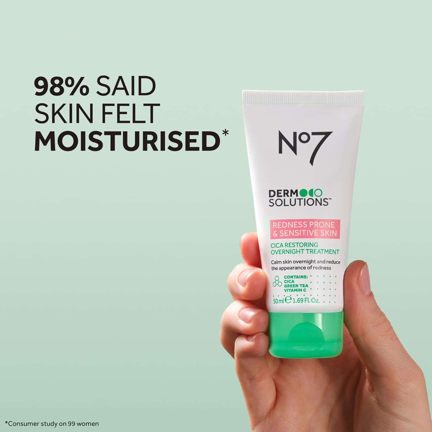 No7 Derm Solutions Skin Barrier Repair Night Cream & Redness Corrector for Face - CICA Restoring Overnight Treatment - Hydrates, Calms & Soothes - For Sensitive, Redness-Prone Skin (1.7 Fl Oz)
