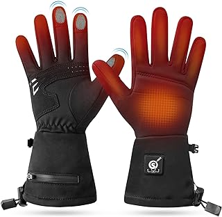 Upgraded Heated Glove Liners for Men Women, Rechargeable Electric Battery Heated Gloves Windproof Winter Glove Liners Thin Gloves Hand Warmer for Ski Snowboarding Hunting