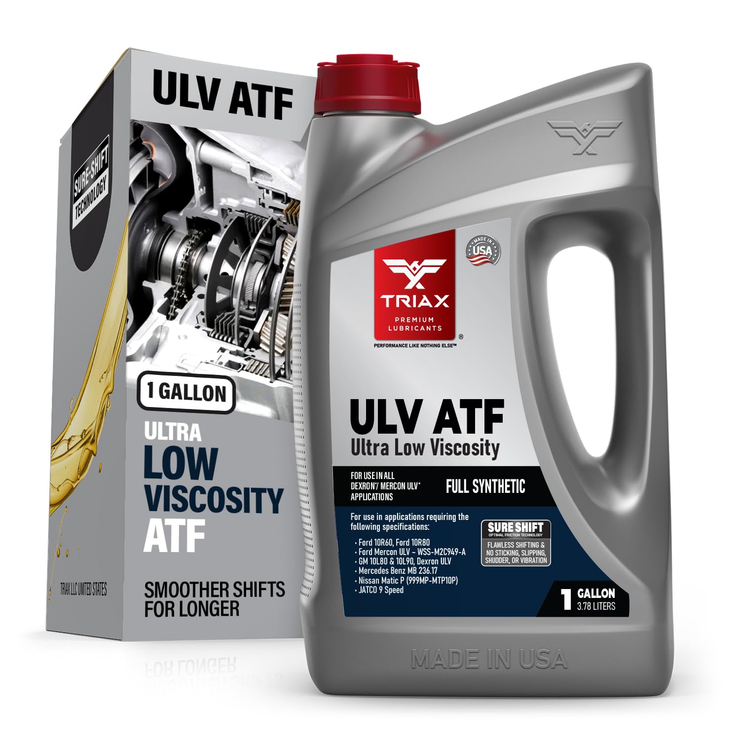 TRIAX ULV ATF Full Synthetic, Ultra Low Viscosity, Automatic Transmission Fluid | for Dexron ULV, Mercon ULV, Many 10 & 8 and 9 Speed, Nissan Matic P, JATCO 9 Speed (1 Gallon)