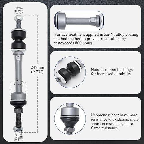 Miniatura 3 de Kit de extremo de enlace de extremo de barra estabilizadora delantera de aleación de zinc y níquel para Ford F-150 4WD 2006-2008 Lincoln Mark LT 4WD