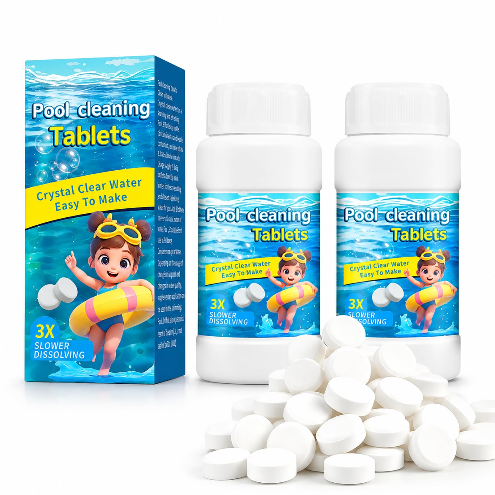200 PCS Multifunctional Chlorine Tablets for Hot Tubs Pools and Ice Baths