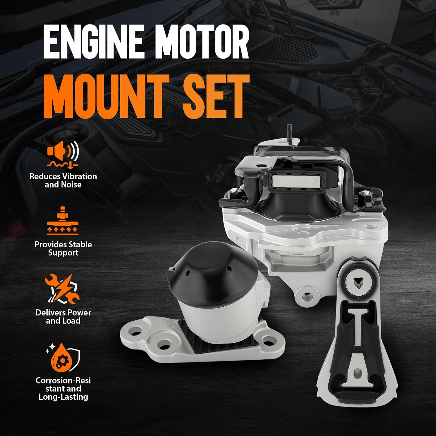 AUTOKAY Engine & Transmission Mounts for Ford Explorer Police Interceptor Utility, Set of 3 Engine Motor and Trans Mount FB5Z-6068-D GB5Z-6038-A FB5Z-6038-B