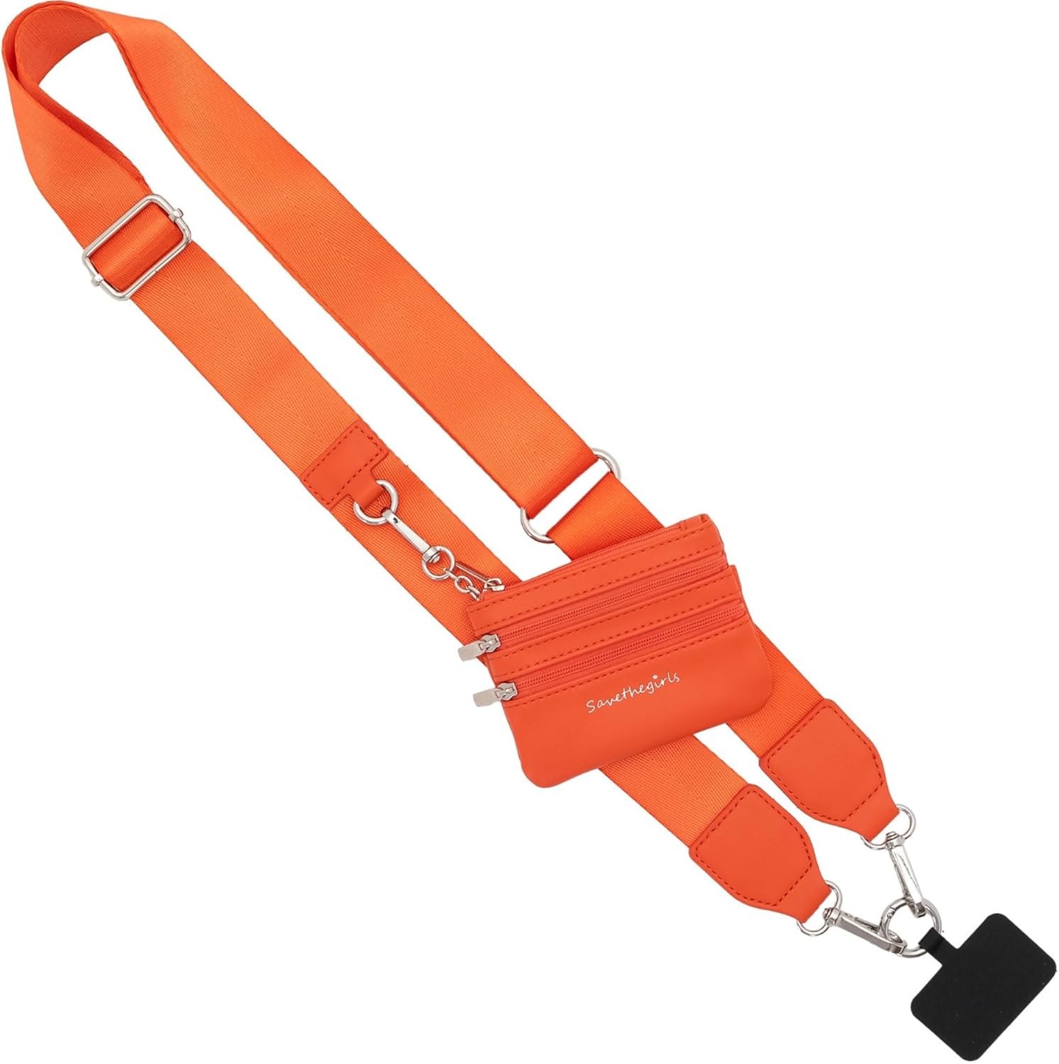 Save the Girls Clip and Go Phone Strap Solid (Purple - Purple Pouch) - Crossbody Phone Strap Chain with Zipper Wallet Pouch – Phone Lanyard with Zippered Pouch