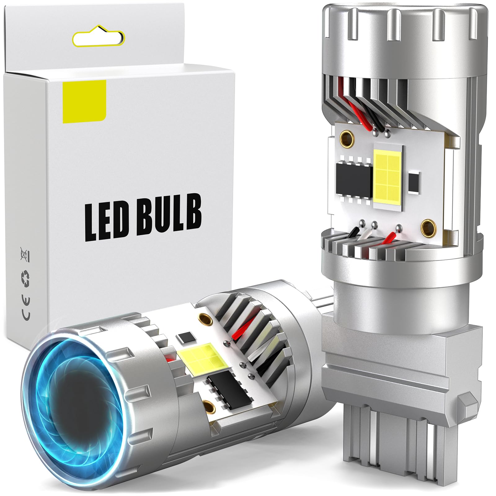 Afibraru 3156 3157 LED Bulb White CANBUS Error Free with Built In Resistor & Turbo Fan, Anti Hyper Flash for Backup Reverse Parking Tail Light DRL, Gift For Fathers Day, Pack of 2