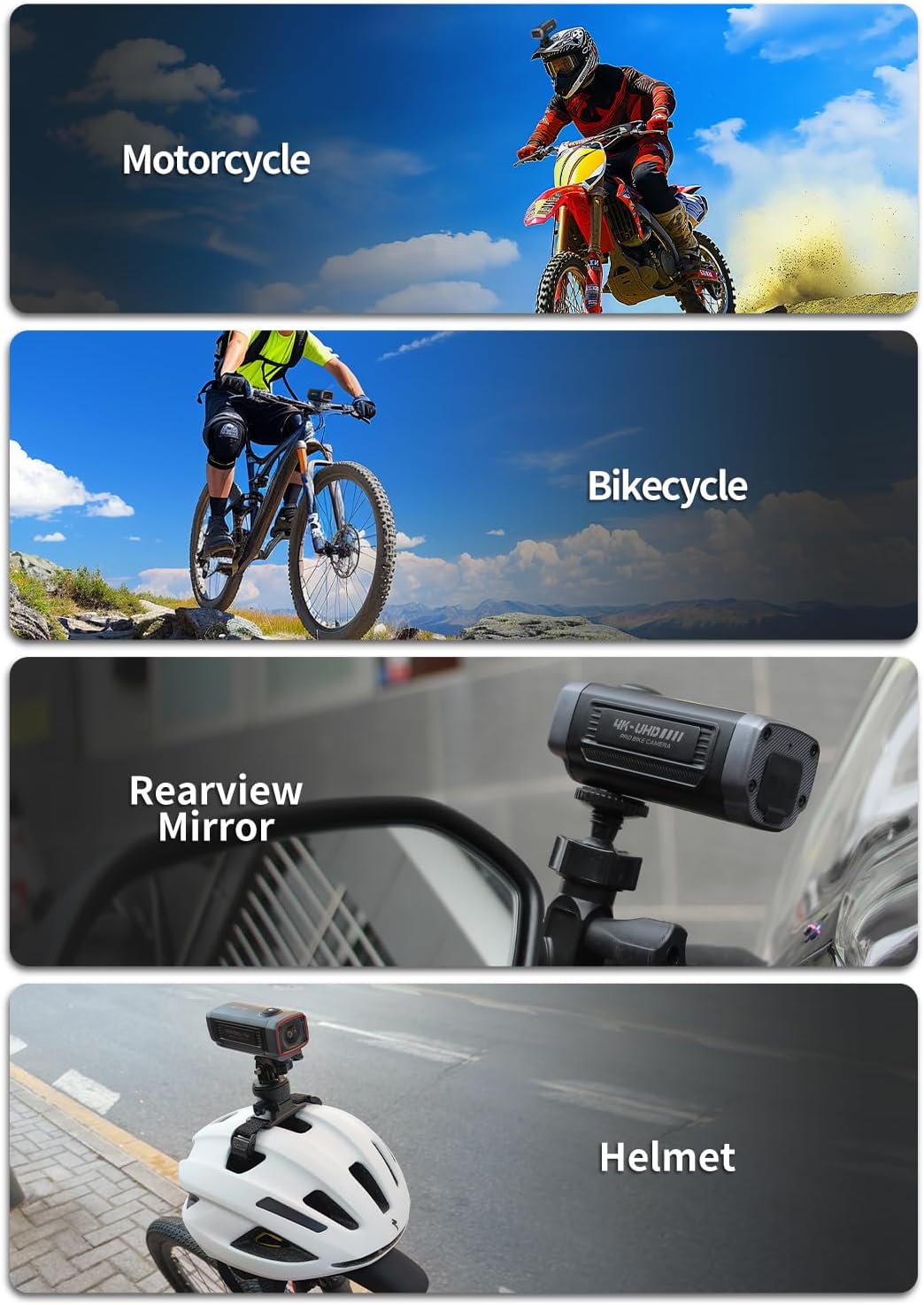AKEEYO AKY-710S Motorcycle Camera 4K 28fps, 2K 55fps, Wide-Angle 142°, IP67, 5MP, Loop & Emergency Recording, Parking Monitor, Motorcycle Bike,Outdoor Sports, Rechargeable, 64GB Card Included