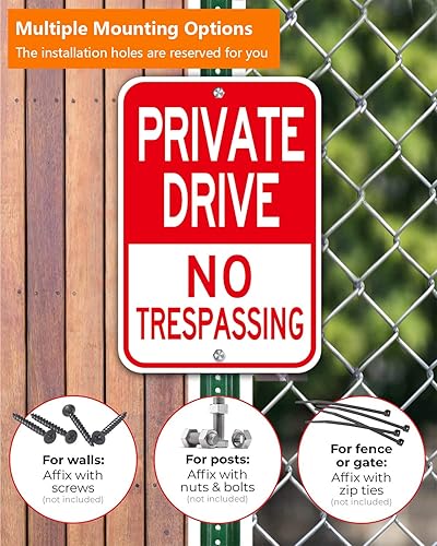 Miniatura 3 de private driveway sign, (2 Pack) 12'' X 18''Private Drive No Trespassing Sign, Rust Free Heavy Duty Aluminum Private Road Reflective Warning Signs,
