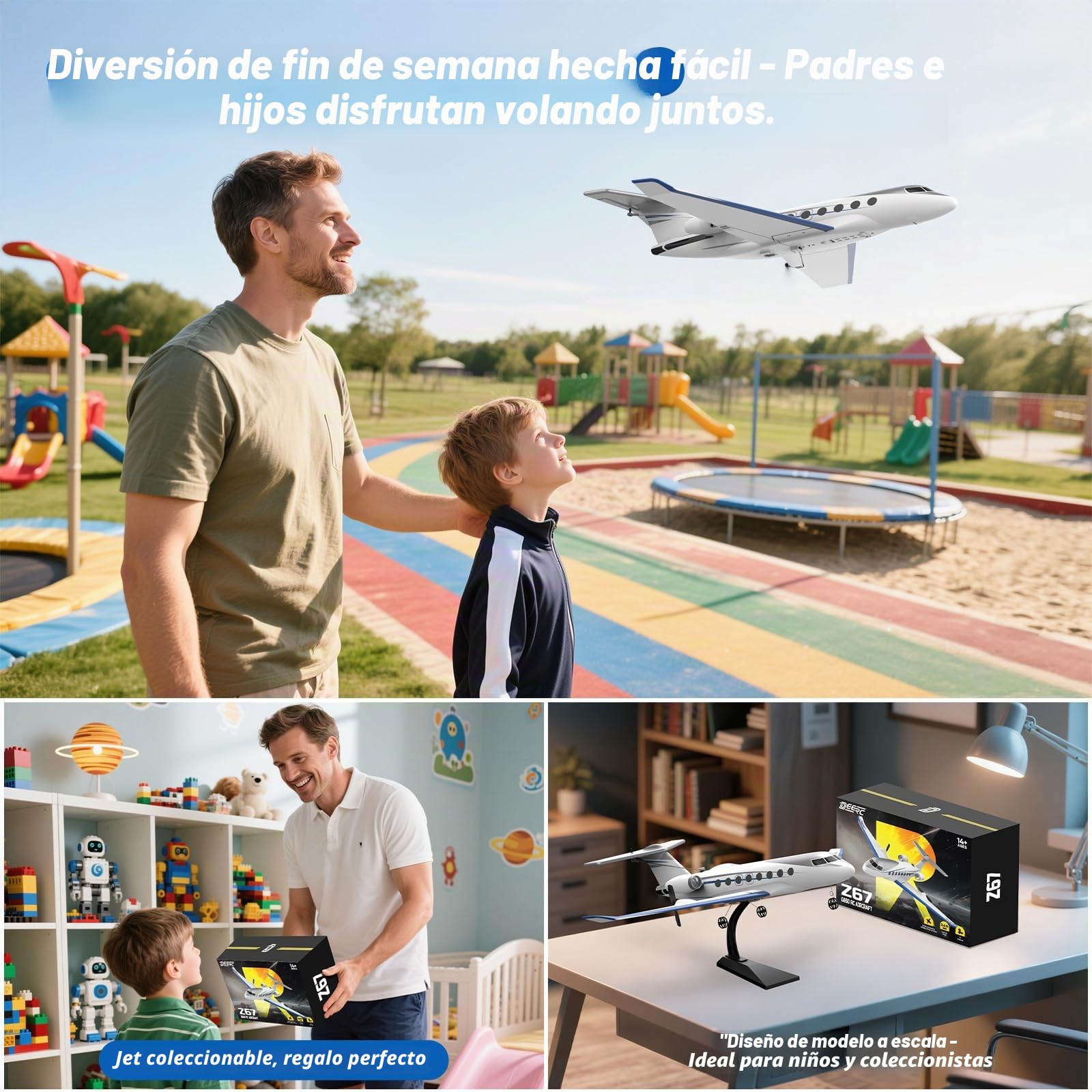 DEERC Avion Teledirigido G650, Jet Privado, Avión RC de 3 Canales, Juguete, giroestabilizador de 6 Ejes de 2,4 GHz, Planeador RTF, fácil de Volar, Ideal para Principiantes, niños y Adultos.