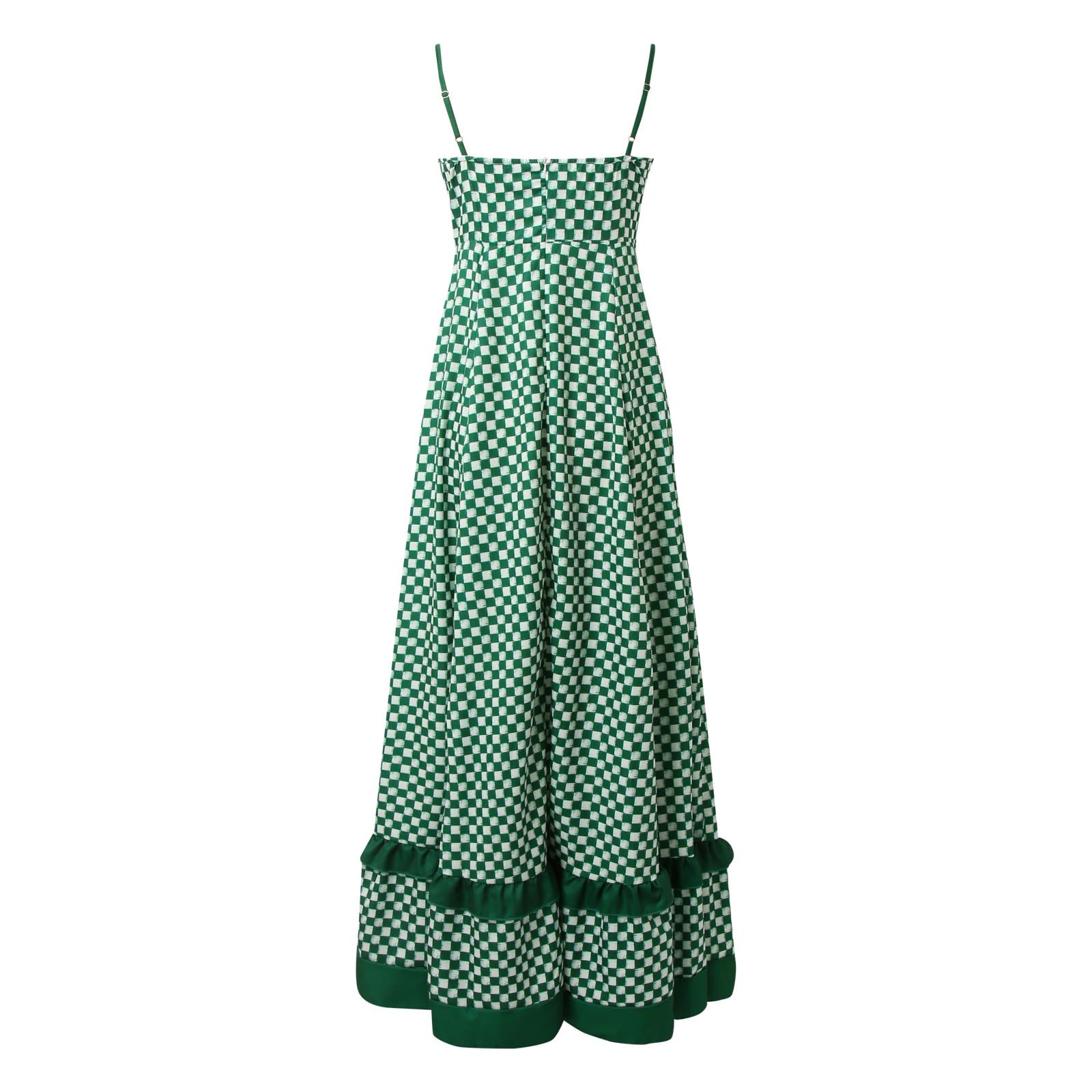 Vestido largo casual para mujer, con estampado gráfico, tirantes delgados, floral, bohemio, largo, fluido, verano, vacaciones, playa, viajes, vacaciones