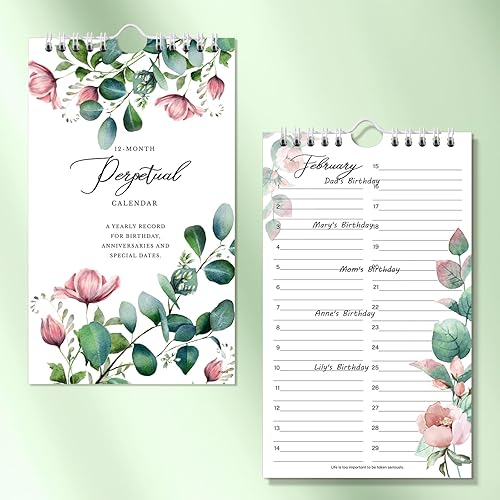 Miniatura 2 de Calendario perpetuo  Calendario perpetuo de 12 meses sin fecha de enero a diciembre, calendario perpetuo de 5 x 10 pulgadas para recordar