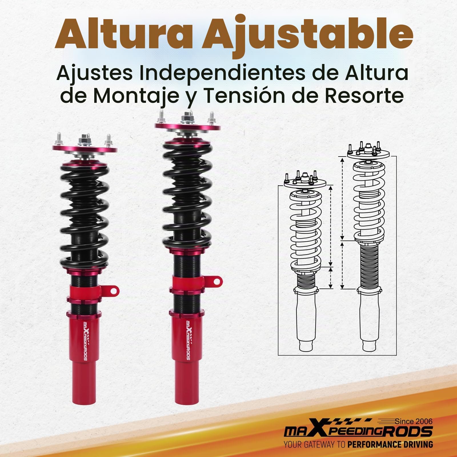 maXpeedingrods Suspensión roscada para amortiguadores 3 E90 E91 04-12 2 delanteros y 2 traseros