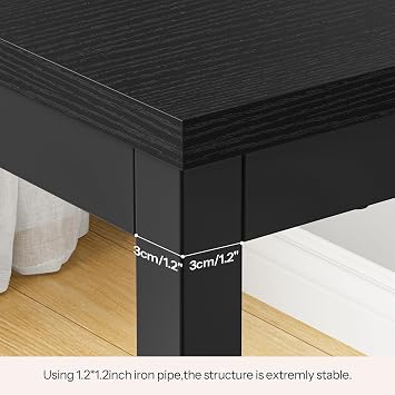 HOOBRO Bar Table and Chairs Set, 47.2 Rectangular Pub Table with 2 Stools for Small Space, 3-Piece Breakfast Stools Set, Sturdy Metal Frame, Easy to Assemble, Black BB52BT01