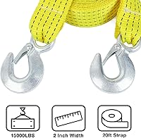 Vista 3 de Correa de remolque ATV con ganchos de 20 pies, correas de remolque de 15000 libras de trabajo pesado con gancho de 2 pulgadas x 20 pies de cuerdas